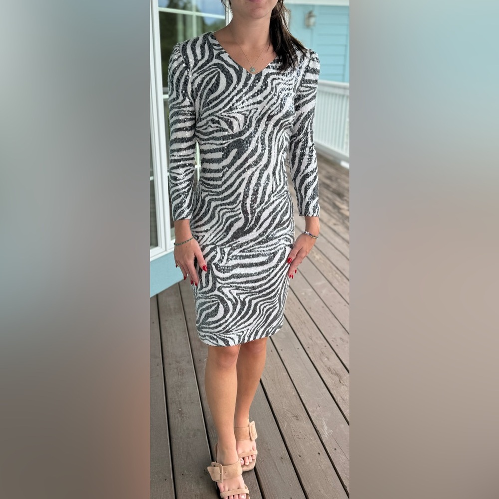 Colleen Lopez sequin zebra print dress